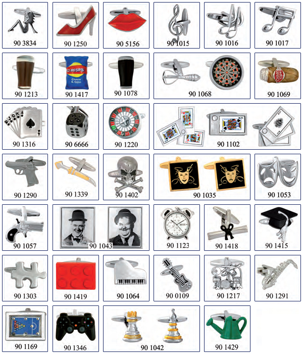 cuff links for motorists, collectors, gamblers